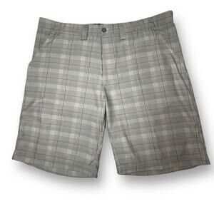 AUR Men's Shorts Size 38 Plaid Gray White Red 25